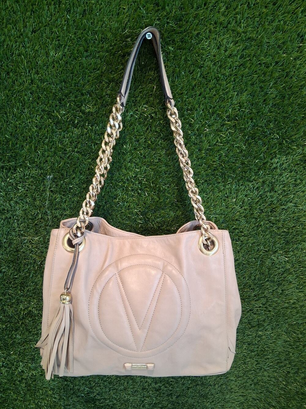 Mario Valentino Luisa Leather Tote Bag Blush Pink Shoulder Handbag Made In Italy